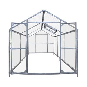 Serra Tradizionale 3x2,4m con Tetto in Policarbonato Trasparente a Doppia Parete e Telaio in Acciaio Zincato - Product Image 2