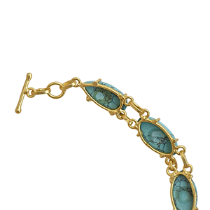 Wholesale Recycled Brass Turquoise Bracelet - 18K Gold Plated Artisan Gemstone Jewelry Manufacturer Classic Style Unisex Jewelry - Product Image 4
