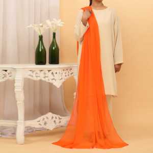 Dupatta de chifón liso naranja - Product Image 1