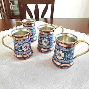 Tasse en cuivre artisanale, tasse à Moscow Mule en cuivre pur, tasse à bière de 17 oz, vaisselle peinte à la main, cadeau d'anniversaire, idées de cadeaux en cuivre, cadeaux pour la maison - Product Image 5