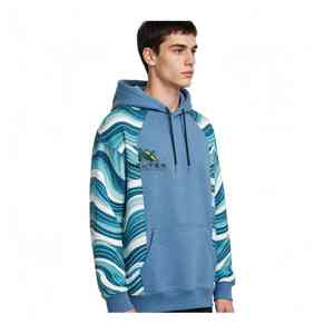 NEXTEX Sweat à capuche unisexe motif vague Seigaiha, bleu ardoise et vert sarcelle, en molleton de coton doux et chaud, avec motif graphique - Product Image 4