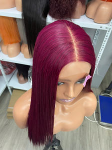 Precio al por Mayor, Cabello Humano Vietnamita 100% Virgen, Peluca de Encaje, Liso, Color Magenta, Extensiones de Cabello Super Double Drawn - Product Image 5
