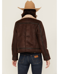 Womens Genuine Sheep <b>Leather</b> Aviator <b>Jacket</b> Brown Faux Fur Lined Real <b>Leather</b> Shearling B3 Bomber <b>Winter</b> Coat Wholesale OEM USA - Product Image 5