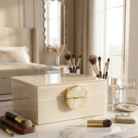 Ensemble de boîtes décoratives de luxe beige avec bouton en pierre de cristal, élégant organisateur de rangement pour la décoration intérieure moderne et le style de table