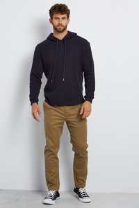 Personalized Men's Waffle Knit <b>Thermal</b> <b>Hoodie</b> Polyester Cotton Casual Style Long Sleeve Top With Textured Fabric With Cuffs Fit - Product Image 5