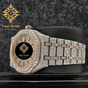 นาฬิกาเพชรหรูสำหรับผู้ชาย Pahal Jewels ตัวเรือนสแตนเลสทรง Tonneau ขนาด 40 มม. ระบบควอตซ์แบบอนาล็อก สายแบบพับได้ - Product Image 3