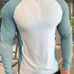 T-shirt à demi-zip pour homme adulte, style streetwear, couleur personnalisée, manches longues, t-shirt uni à séchage rapide, style streetwear, 3/4 zip - Product Image 5