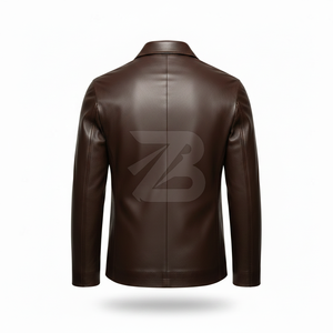 Custom Brand Men's Genuine Leather Motorcycle <b>Jacket</b> Dark Brown Office <b>Smart</b> Casual Zip-Up Minimal Design Waterproof Breathable - Product Image 5