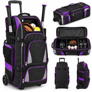 Custom Rolling Softball Baseball Equipment <b>Bag</b> With <b>Wheels</b> Large Capacity Sports Gear Travel Equipment <b>Bag</b> - Product Image 3