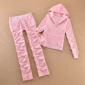 Ensemble de survêtement en polaire à capuche pour femme, couleur unie, taille élastique, poches latérales, tenue décontractée d'été, antibactérien, 2 en 1 - Product Image 3