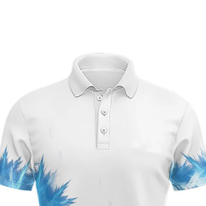 Premium Men's Short Sleeve <b>Polo</b> <b>Shirt</b> with White <b>Blue</b> Ice Print 3 Button Collar Digital Printed Sportswear Top Custom Team - Product Image 5