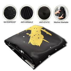 Capa de Peluquería con Estampado de Salpicaduras Negras y Amarillas, Diseño de Cara Xo, Poliéster Resistente al Agua - Product Image 4