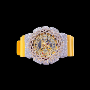 Luxury Moissanite <b>Quartz</b> <b>Watch</b> Yellow Rubber Strap Analog Wristwatch Stainless Steel Case Diamond Style for <b>Men</b> - Product Image 1
