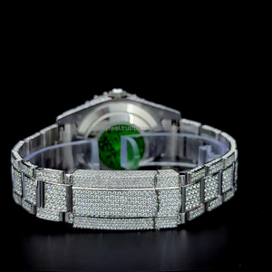 นาฬิกาอัตโนมัติขอบเพชรทรงบิ๊กพอยเตอร์ หน้าปัดแบบอารบิก สีทองคำขาว ประดับเพชรโมอิสซาไนต์ VVS น้ำหนัก 24.5 กะรัต - Product Image 2