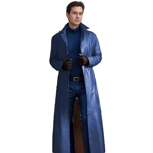 Gabardina de piel de oveja para hombres de negocios, cortavientos de otoño, Chaqueta larga ajustada de cuero genuino de talla grande 5XL, abrigo - Product Image 1