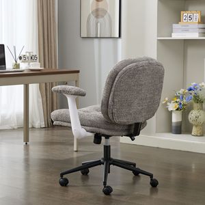 Sedia da Ufficio con Gambe Incrociabili, Braccioli Ribaltabili e Ruote, Comoda Sedia Girevole con Seduta Larga per Donne - Product Image 5