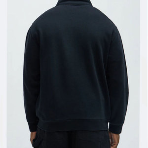 เสื้อสเวตเชิ้ตซิปหนึ่งในสี่สีดำสำหรับผู้ชาย ผ้าฟลีซ สตรีทแวร์ ลายพิมพ์หัวสุนัข Born Broke Die Rich ทรงปกติ ใส่ได้ในฤดูใบไม้ร่วง - Product Image 4