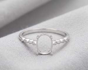 Bague vierge ovale 10x12mm en argent sterling 925 massif de bonne qualité, sertissage à griffes semi-monté pour pierre précieuse DIY, cadeau de mariage - Product Image 1