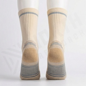 Crew <b>Socks</b> Solid Beige Ribbed Knitted Cotton Breathable Daily Wear Adult Spring Casual <b>Socks</b> - Product Image 2