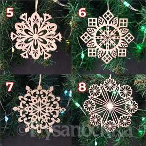 Adornos de Copos de Nieve de Madera, Corte Láser, Decoración Navideña Geométrica, Adornos Decorativos para Montar en la Pared del Hogar - Product Image 3