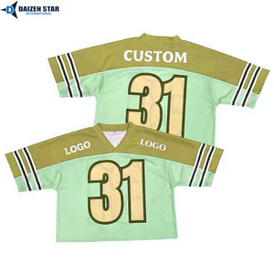 Custom Green V-Neck Football Jersey Short Sleeve Number 31 Silk Screen Printed Breathable Mesh Moisture Wicking 100% Polyester - Product Image 2