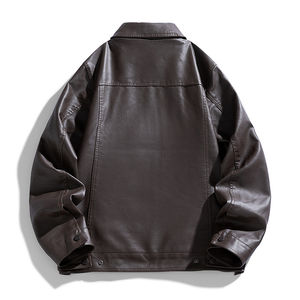 Chaqueta de Cuero Negra de Alta Calidad, Estilo Motero Clásico, Corte Ajustado, Resistente al Viento, para Hombre - Product Image 3