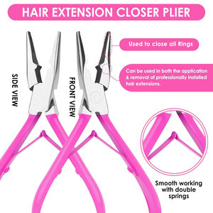 Beauty & Crafts Hair Extension Tools Kit with Stainless Steel Pliers <b>Set</b> for Micro Beads <b>Crochet</b> Needle Pulling <b>Hook</b> Tail - Product Image 4