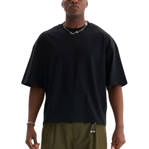 T-shirt à col rond pour homme, manches courtes, coupe classique, mélange de spandex/coton, respirant, écologique, anti-plis, streetwear décontracté, 220g - Product Image 3