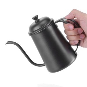 Bouilloire à café en acier inoxydable noir à bec long courbé pour le café et le thé préparé à la main - Product Image 3