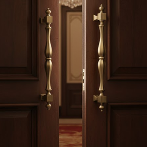 Poignée de porte en laiton massif SOLARIUS, finition moderne |   Portes en bois durables pour l'entrée des hôtels en extérieur |   Matériel architectural - Product Image 2