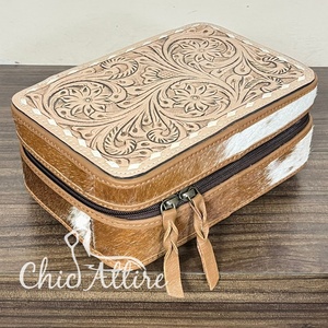 Estuche para Joyas de Cuero Vacuno Genuino Hecho a Mano OEM ODM con Elegante Diseño de Tarjetas, Caja Organizadora de Joyas Perfecta para Almacenamiento - Product Image 1