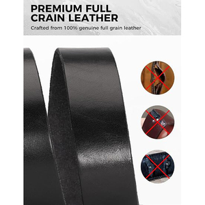 Cinturón Casual de Cuero Vacuno Negro Sólido con Hebilla de Acero Rectangular de 3.5cm de Ancho, Impermeable, Ecológico, Resistente y Duradero - Product Image 4