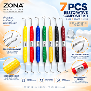 Kit d'instruments dentaires manuels en silicone pour composite, pointes interchangeables à double extrémité, multicolores, certifié C-Tick, pour modelage - Product Image 4