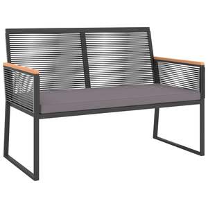 Conjunto de Muebles de Jardín Duraderos de Acero Negro y Poliéster con Vidrio Más Grande, Muebles de Exterior Premium - Product Image 4