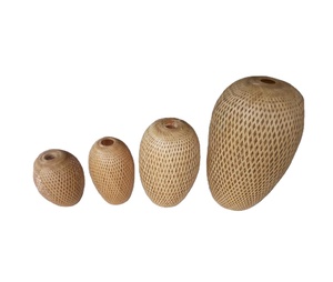 โคมไฟระย้าไม้ไผ่ธรรมชาติแบบเรียบง่ายแบบถักสำหรับบ้านไร่ร้านอาหารห้องนั่งเล่นห้องครัวห้องรับประทานอาหาร - Product Image 4