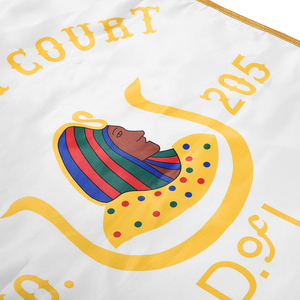 Drapeau en soie bleue sérigraphié « Truth Order Of The Amaranth » avec tresse dorée et franges - Product Image 4