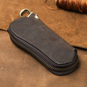 Genuine leather <b>smart</b> key organizer with compact storage and premium zipper hardware car key holder <b>wallet</b> <b>smart</b> key <b>wallet</b> - Product Image 4