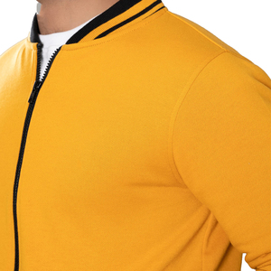 เสื้อแจ็คเก็ตผ้าฟลีซสีเหลืองสำหรับผู้ชาย คอตั้ง ปิดด้วยซิป ผ้าฟลีซโพลีเอสเตอร์ สีพื้น ใส่ได้ในฤดูใบไม้ร่วง ทรงปกติ - Product Image 3