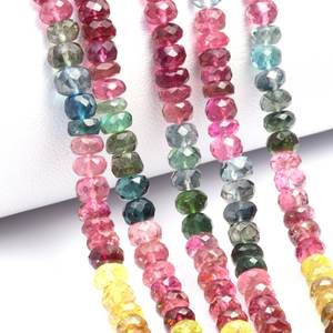 Cuentas facetadas de turmalina sandía en forma de rondel, hilo de cuentas de piedra preciosa natural para fabricación de joyas, suministros de manualidades, cuentas DIY - Product Image 6