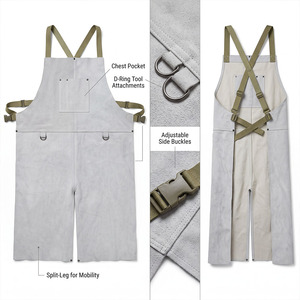 High Quality Customized Logo Men Cowhide Split Leather Welding Apron Heavy Duty Construction Industrial Sleeved Apron - Product Image 2