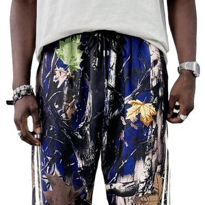 กางเกงวอร์มผ้าคอตตอนน้ำหนักเบากันลมสำหรับผู้ชายทรงตรงทรงหลวมลายพรางมีเชือกรูดสีพื้นฮิปฮอป - Product Image 4