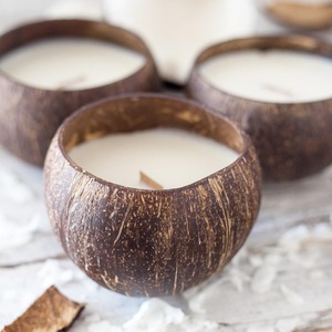 Custom logo Engraved Eco Friendly <b>Candle</b> in <b>Small</b> Coconut Shell Bowl Jar for Wedding Decor Favors - Product Image 6