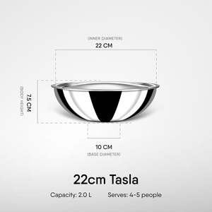Olla Tasla de Acero Inoxidable Triple con Tapa, Base de Inducción, Kadai sin Asa, Compatible con Estufas de Inducción y Gas - Product Image 1
