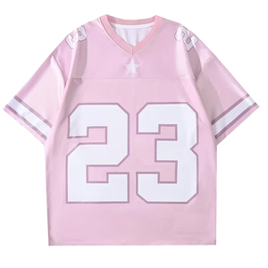 Camiseta de fútbol de malla estilo boxy, color rosa, elegante, transpirable, para exteriores, estilo cropped. - Product Image 1