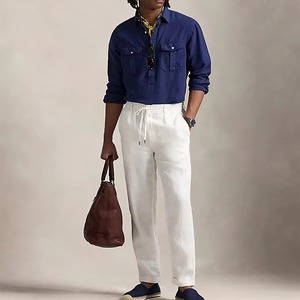 Unisex <b>White</b> Polyester/Nylon Waterproof <b>Cargo</b> Drawstring Pants Plain Dyed Adult Casual Wear - Product Image 4