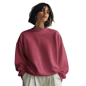 OEM Service High Quality Women's Oversized Winter Mockneck Front Sweatshirt Polyester/Cotton Material Breathable Embroidered - Product Image 1
