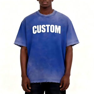 Camiseta de Hombre 100% Algodón, Estilo Vintage de Verano, Cuello Redondo, Manga Corta, Estampada, Casual, con Letra Bordada en la Parte Delantera, Corte Regular, 180g - Product Image 1