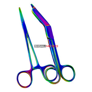 Tijeras de vendaje Lister de titanio color arcoíris de 7.25 pulgadas + tijeras quirúrgicas hemostáticas EMT para traumatismos con hoja recta de acero inoxidable - Product Image 5