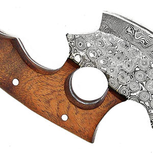 High Quality Industrial Grade Customizable Pizza <b>Cutter</b> Axe Wholesale Damascus Steel Axe Head <b>Wood</b> Handle Leather Sheath - Product Image 6