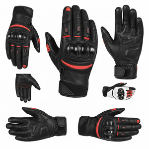 Gants de motocross en cuir avec logo personnalisé, doigts entiers, respirants, compatibles écran tactile, protection en fibre de carbone, unisexes. - Product Image 5